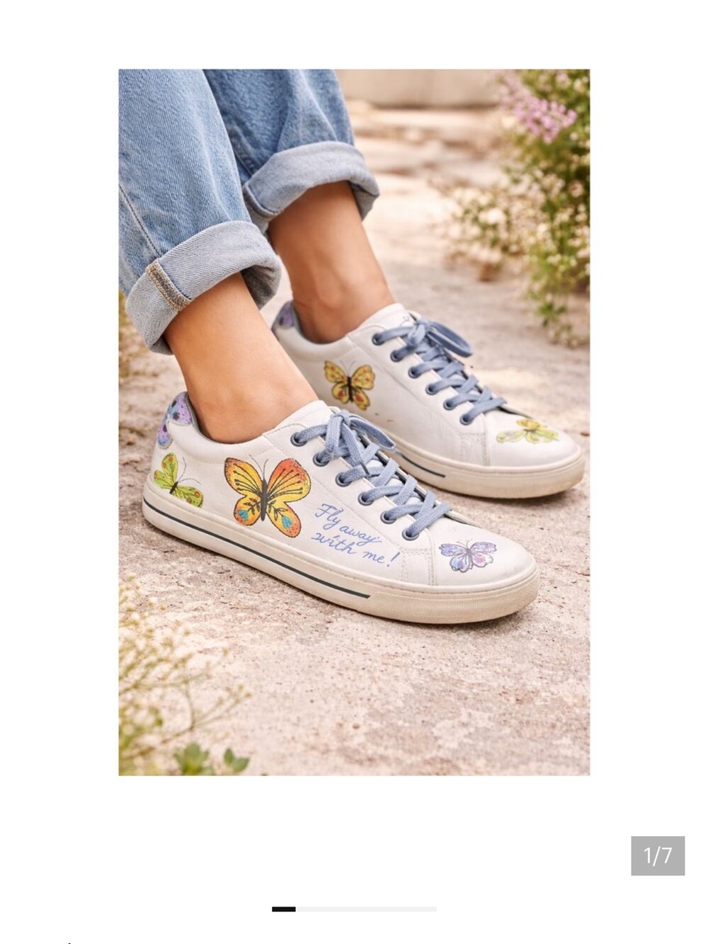 Brighton White Sneakers with Multi-Color Butterfly Accents